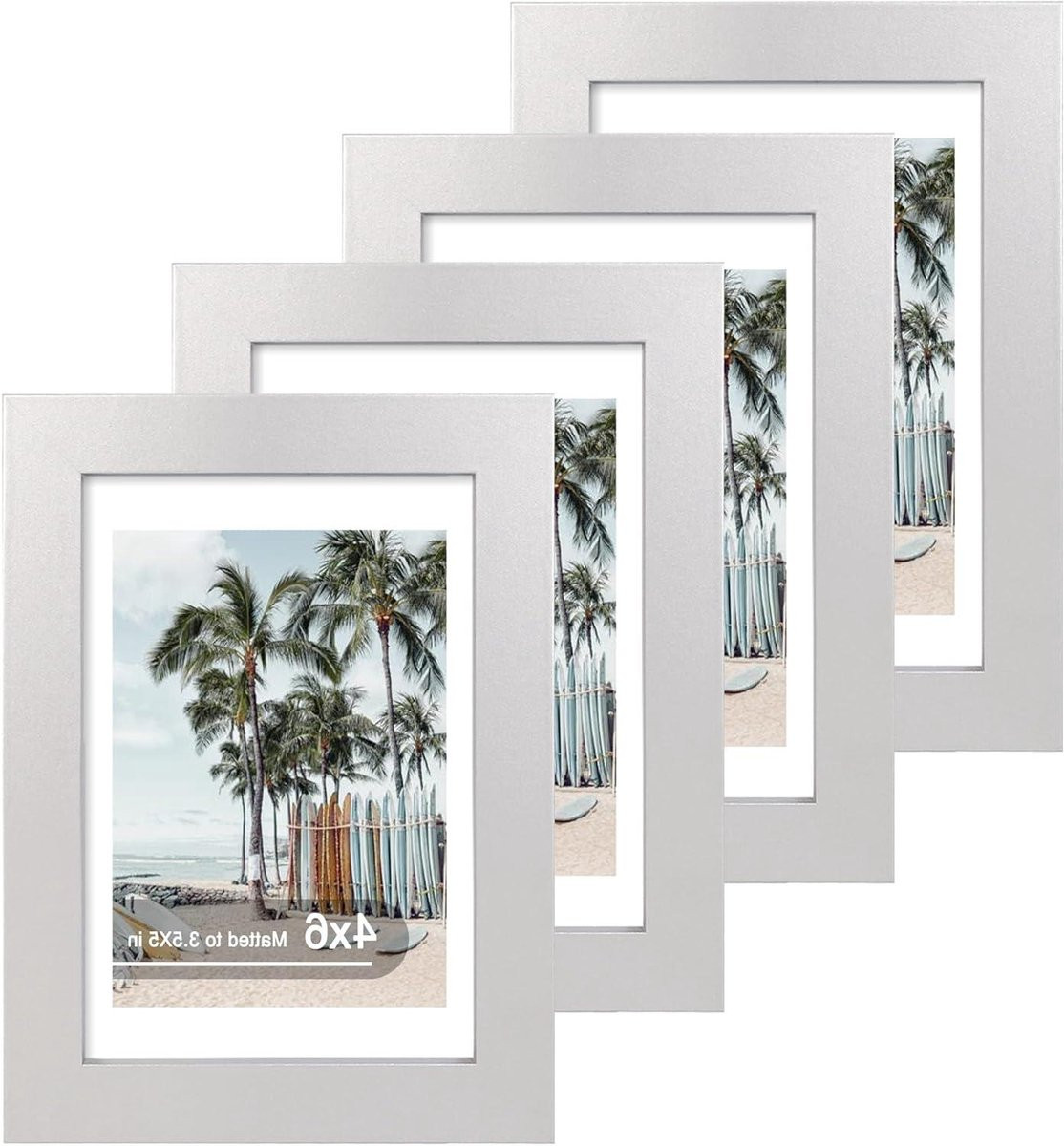 Set van zilveren fotolijsten, dubbelzijdig te gebruiken, 4x6 inch