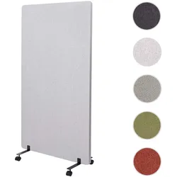 Akustik-Trennwand HWC-G77, Büro-Sichtschutz Raumteiler Pinnwand, doppelwandig rollbar Stoff/Textil ~ 147x80cm grau