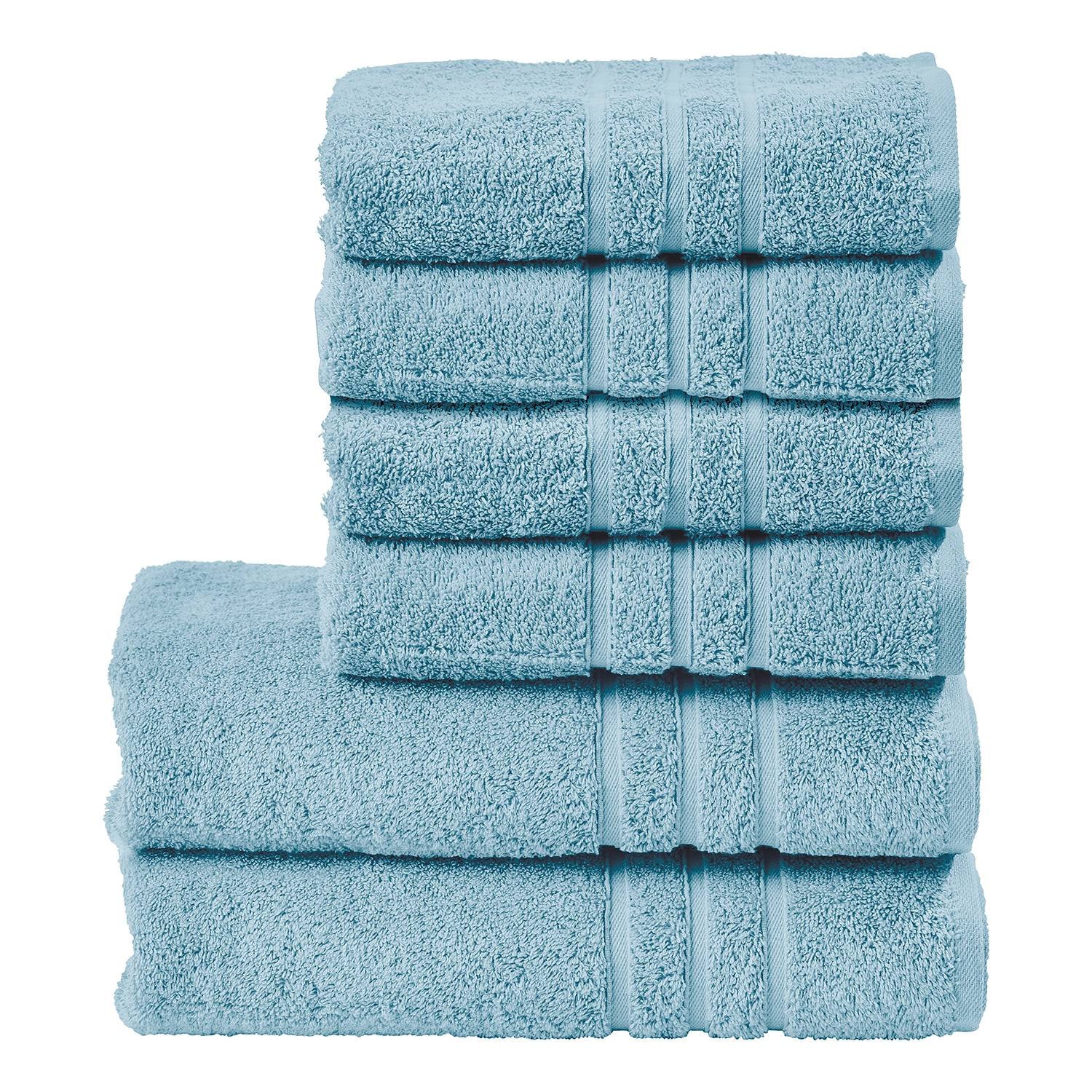 home24 Set handdoeken Uni 6-delig turquoise/lichtblauw
