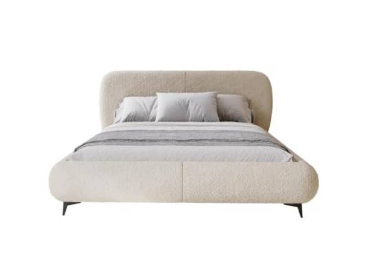 Chilly. Möbel Design Bett Kyoto - Polsterbett im Japandi-Stil mit Bettkasten und Kopfteil - 140x200 cm - Holzrahmen - Bouclé Hellbeige