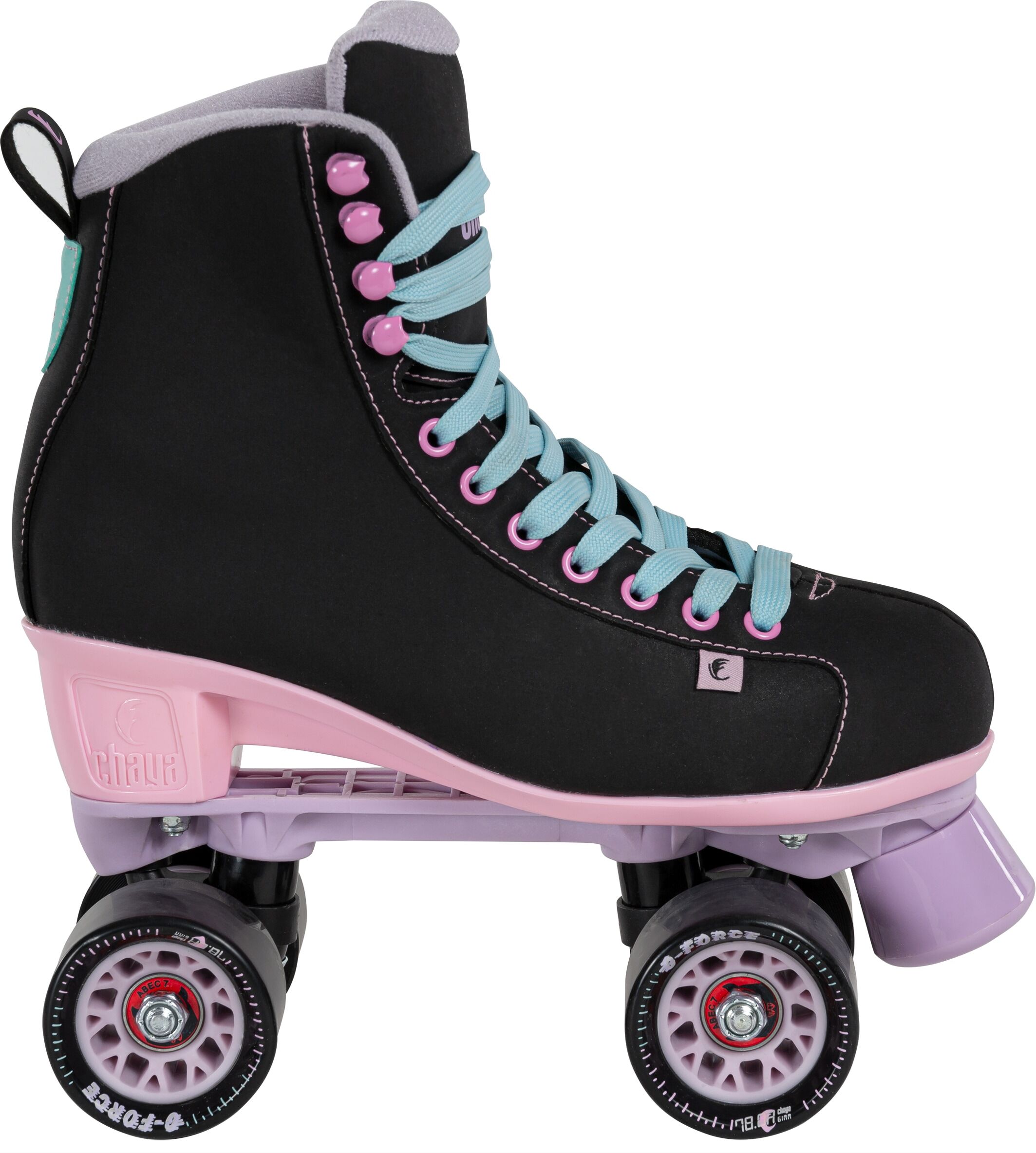Rollschuhe CHAYA "Melrose Black Pink" Gr. 42, bunt (rosa, schwarz, türkis), Inlineskates_Rollschuhe, 42 (bis 100 kg), Lederimitat, Rollschuhe