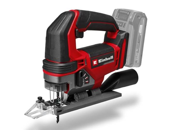 Einhell Scie sauteuse sans fil TE-JS 18/100 Li-Solo PXC 18 V profondeur 100 mm course 26 mm jusqu’à 3000 courses/min coupes 45° 1 lame sans batterie