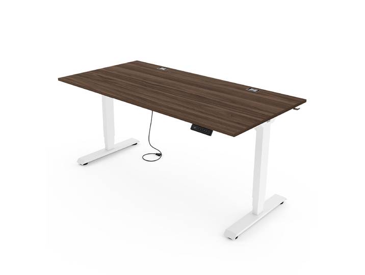Yaasa Desk Essential, 160x80 cm, Walnut/White - Electrically height-adjustable standing desk