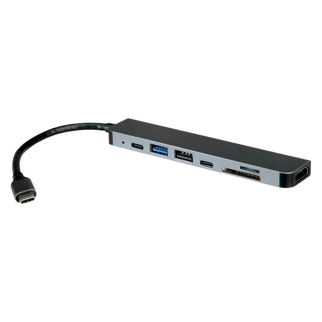 Roline USB-C Dock HDMI+ 2xA+1xC 1xTF/SD+1xC PD 4K60 - Digital/Daten (USB-C, 7 Ports) (12.02.1122)