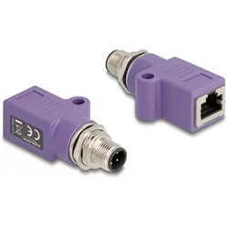 DELOCK M12 Adapter D-kodiert 4 Pin St zu RJ45 Bu gerade