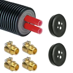 Anschlusspaket Wärmepumpenrohr für Luft-Wasser Wärmepumpen Doppelrohr, Armacell 1-15m, Ø 160 mm, 2x 32x2,9mm [DN26] (Ausführung: 2 Meter 32x2.9 mm)
