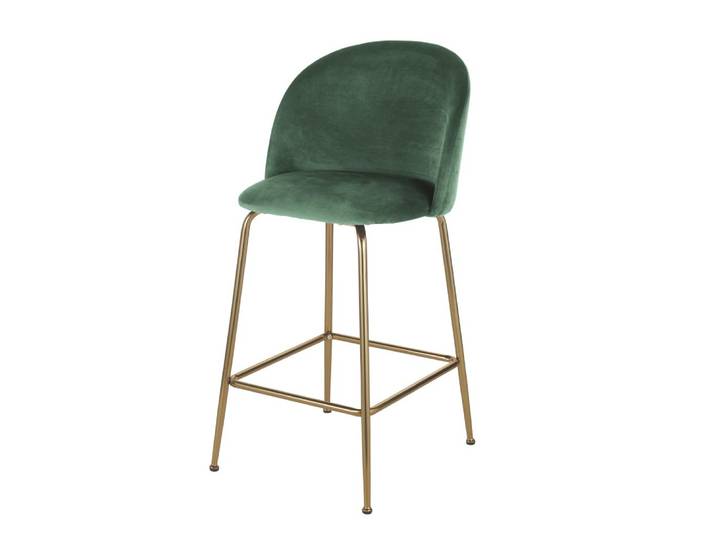 Chaise pour îlot central en velours vert forêt H65