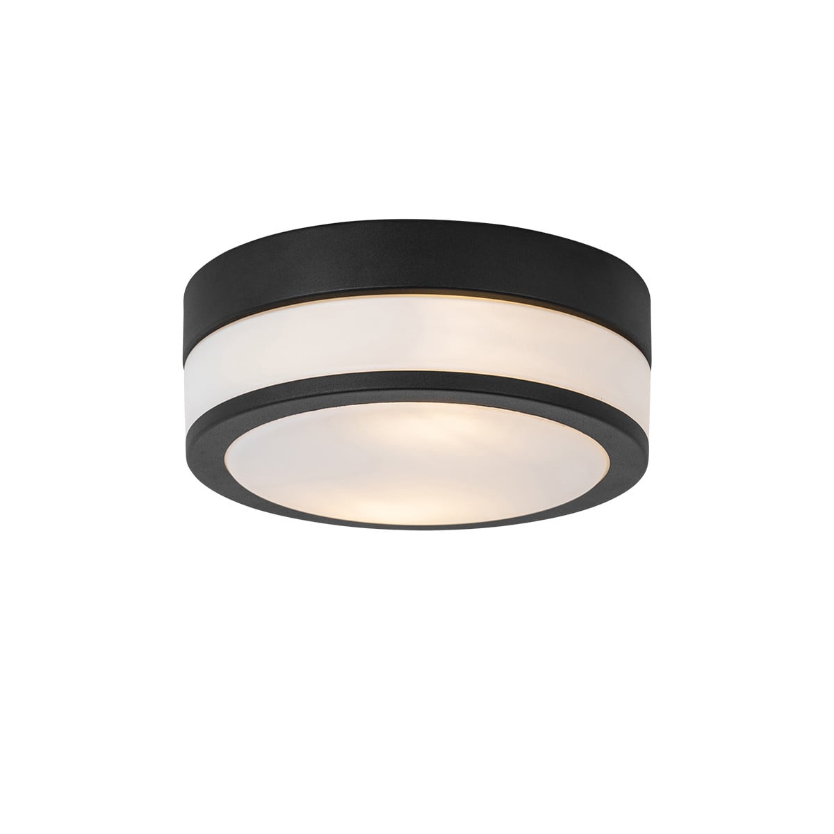 Qazqa Plafondlamp Zwart - Ronde Buitenlamp van Metaal en Glas - IP44 - E27