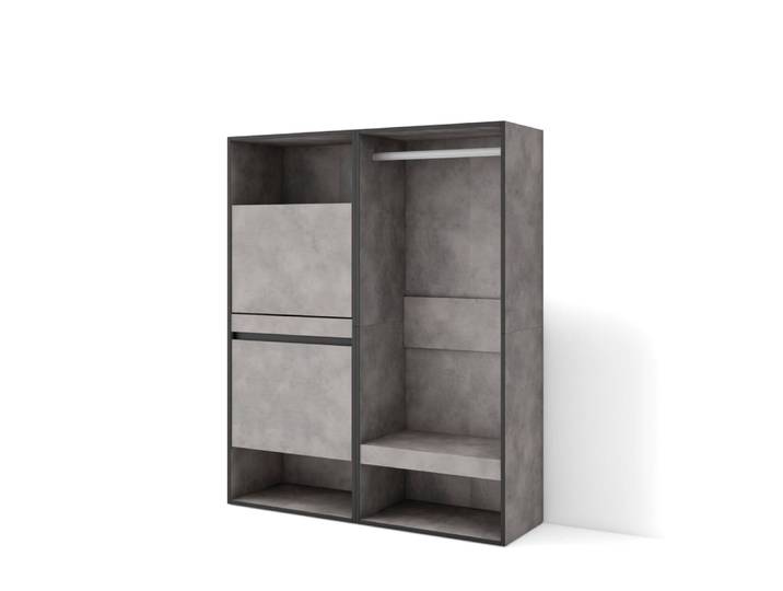 Meuble à chaussures effet bois ciment 120x35x145cm