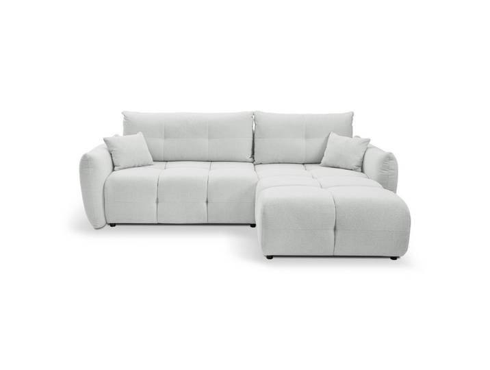 ECKSOFA MODA E Hellgrau Geflochtener Stoff mit Schlaffunktion
