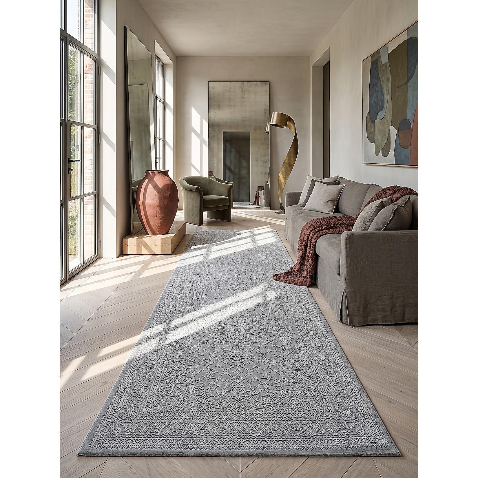 Läufer Pflegeleicht Grau 80x300 cm - KASOS Kadima Design
