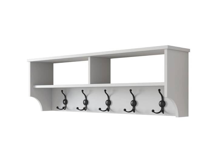 Etagère d'entrée murale - niches et patères blanche 120 cm