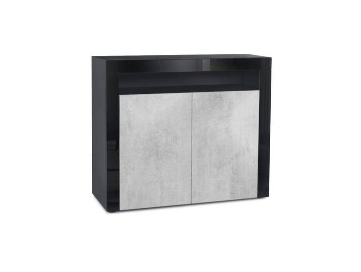 KOMMODE Valencia Beton Oxid Optik/ Schwarz Hochglanz