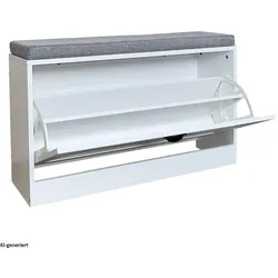 HTI-Living, Schuhschrank, Schuhschrank Thekla 1 Klappe 80 cm Weiss mit Sitzkissen (80 x 24 x 48 cm)