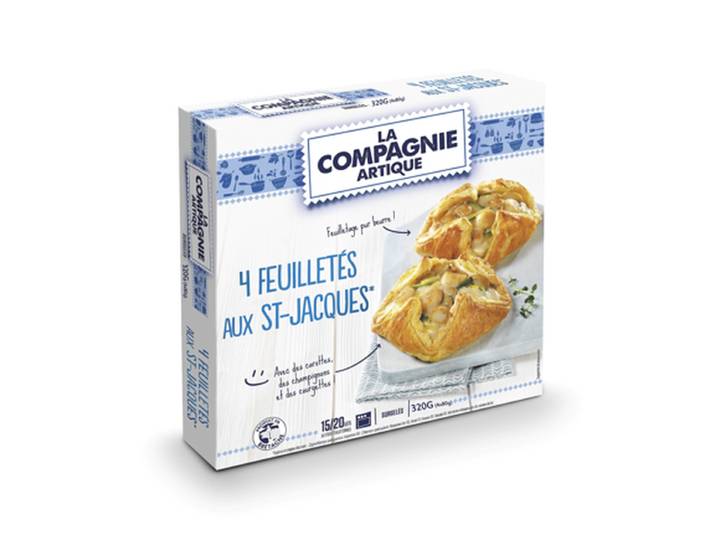 La Compagnie Artique 4 Biscuits en pâte feuilletée aux palourdes Saint-Jacques 4 x 80 g