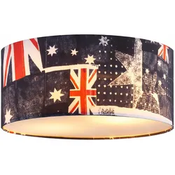 Deckenlampe mit Flagge Union Jack Britische Flagge Deckenleuchte weiß rot blau, 2x E27, Durchmesser x Höhe 45 x 20 cm