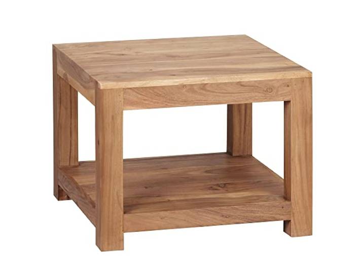 möbelando Couchtisch Mumbai Massiv-Holz Akazie 60 x 60 cm Wohnzimmer-Tisch Design dunkel-braun Landhaus-Stil Beistelltisch