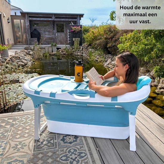 Faltbare Badewanne mit Kissen - 121 cm - Mobiles Bad für kleine Badezimmer - Blau
