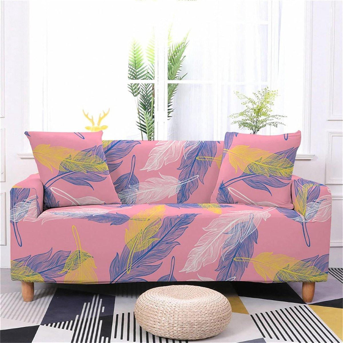 Elastische bankhoes voor 1 zits sofa - Geel