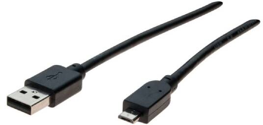 Onedirect Cordon USB-A vers micro B 2.0 noir Câble de connexion 2.0 de type USB-A vers micro USB d'une longueur de 2 mètres.