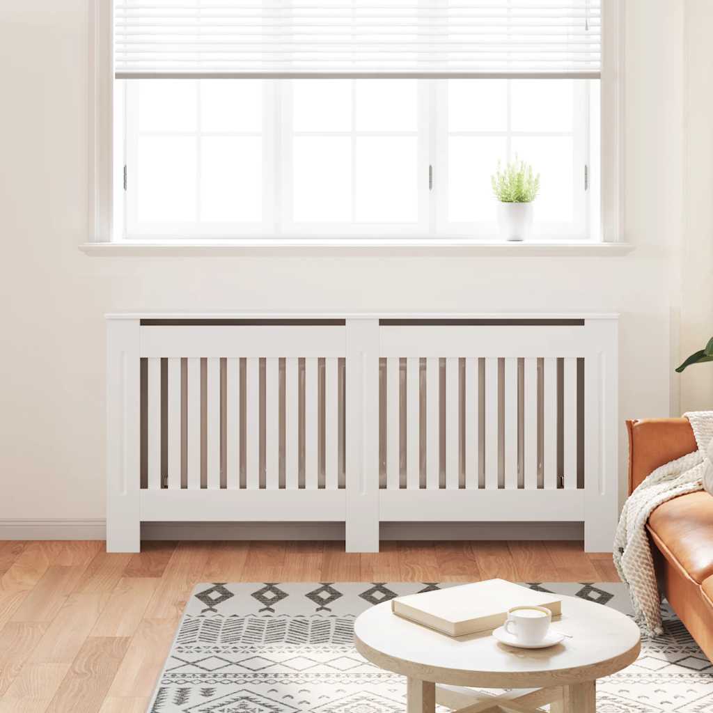 vidaXL Cache-radiateur Blanc bois d'ingénierie 172 cm