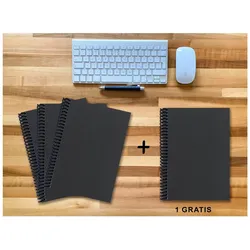 E & Z, Heft + Block, A 4 Notizbuch - Set, 3+1 gratis, Luxury 80 Seiten SCHWARZ ONYX GLITTER-OPTIK, liniert (A4, Liniert)