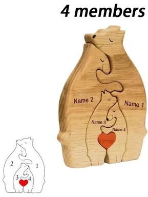 Uplifted Finds Personalized Art Wooden Bear Family Puzzle Custom Name Keepsake Heartwarming Gift For Family 4 Members customized