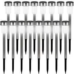 MONZANA® LED Solarlampe Außen 16er Set Wetterfest Erdspieß Edelstahl Solar Gartenbeleuchtung Solarleuchte Wegeleuchte