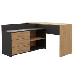 ibonto Computerschrank Multifunktionaler Eckschreibtisch mit 3 Schubladen für Büro