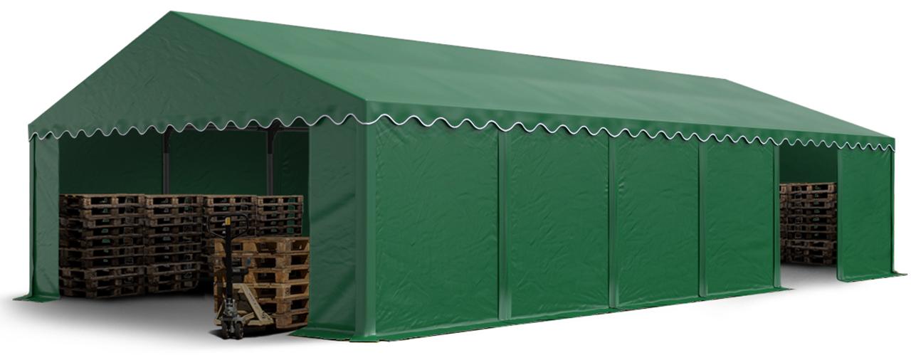 TOOLPORT Lagerzelt 6x12 m Industriezelt Unterstand PVC Plane 750 N dunkelgrün mit Bodenrahmen