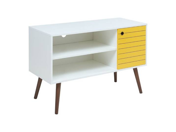 Meuble TV Vare 100 x 40 x 66 cm blanc jaune