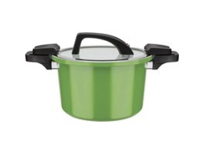 Casserole basse consommation GSW, couvercle en verre avec soupape à vapeur, en aluminium, revêtement anti-adhésif (Vert)
