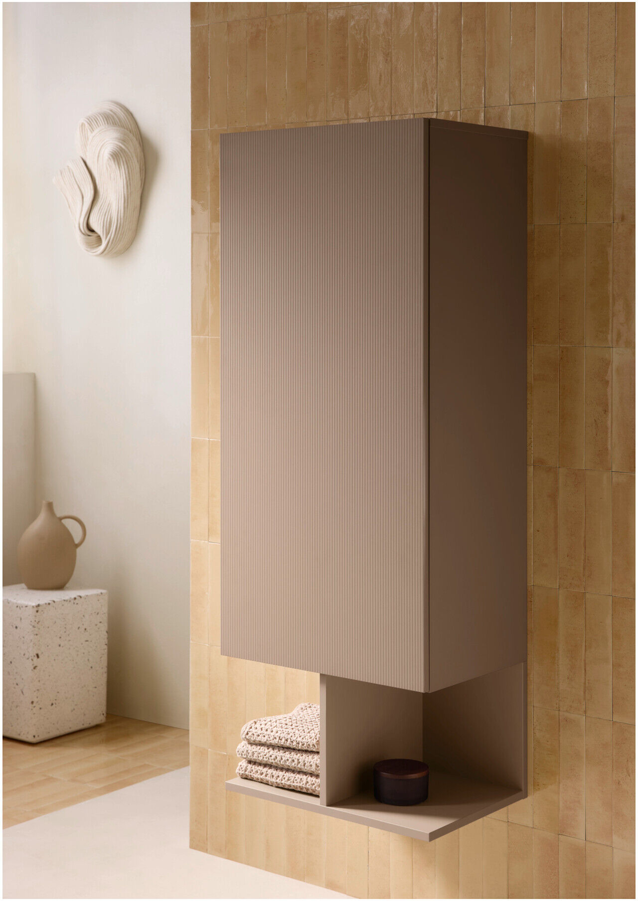 Duravit Halbhochschrank Balcoon 50x36x132cm, Tür li, Umbra strukturiert (BA1302LJFIF0000)