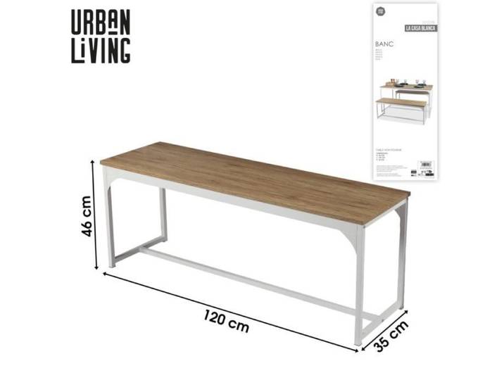 Banc en bois et métal  La Casa Blanca  - Blanc/Marron - L 120 x H 46 x P 35 cm