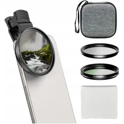 Apexel 3-in-1-Filterset – CPL, UV, ND32 – 67-mm-Clip + 52-mm-Adapter – APL-67FL3N (67 mm, ND- / Graufilter, Polarisationsfilter, UV-Filter), Objektivfilter, Transparent