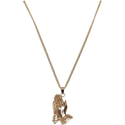 Edelstahlkette URBAN CLASSICS "Urban Classics Unisex Pray Hands Necklace", gold, Halsketten, Damen, onesize, Zink, Edelstahlkette