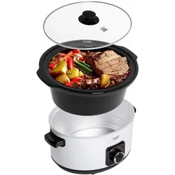 Adler AD 6413r Slow cooker, 5.8L, White, Dampfgarer + Reiskocher, Mehrfarbig, Schwarz, Weiss