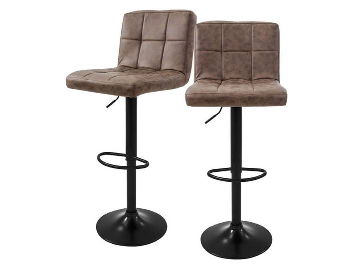 ML-DESIGN Barhocker Gepolsterter Barstuhl mit Rückenlehne und Fußstütze, 360° drehbar (2 St), Drehstuhl höhenverstellbar 63-83 cm 2er Set Braun aus Kunstleder