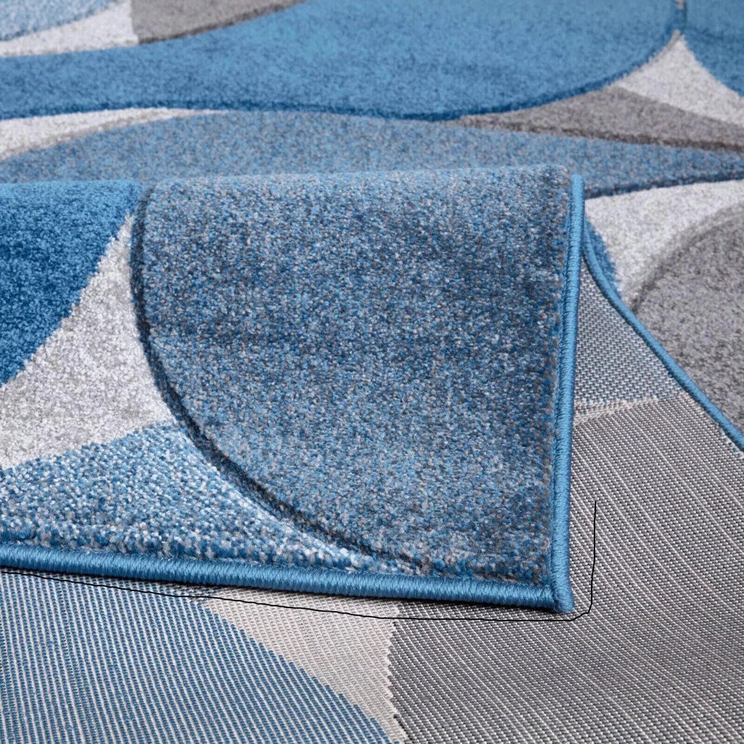 Metro Rectangle Geometric Dhurrie Blue Rectangle 200 x 290 cm