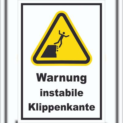 HB-Druck Schild Warnung instabile Klippenkante A2 (420x594mm)