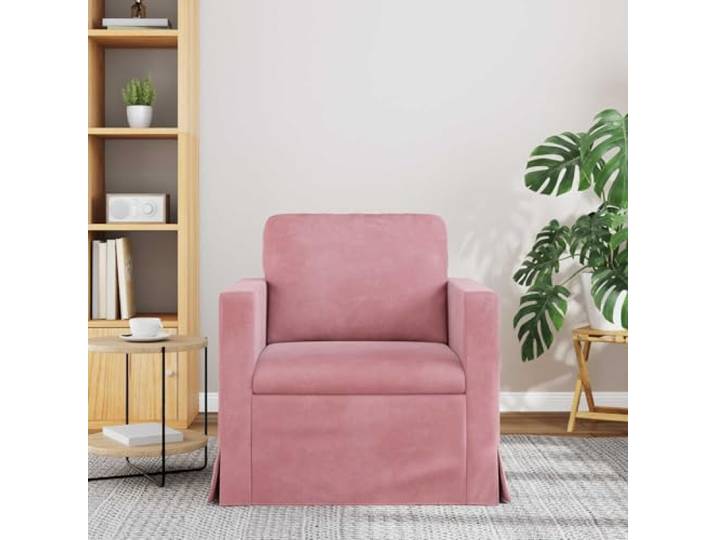 KTHLBRH Rosa Sofa 78 x 78 x 80 cm Samt Gestell aus Metall, Armlehnen aus Holz, ergonomisches Design, Montage erforderlich
