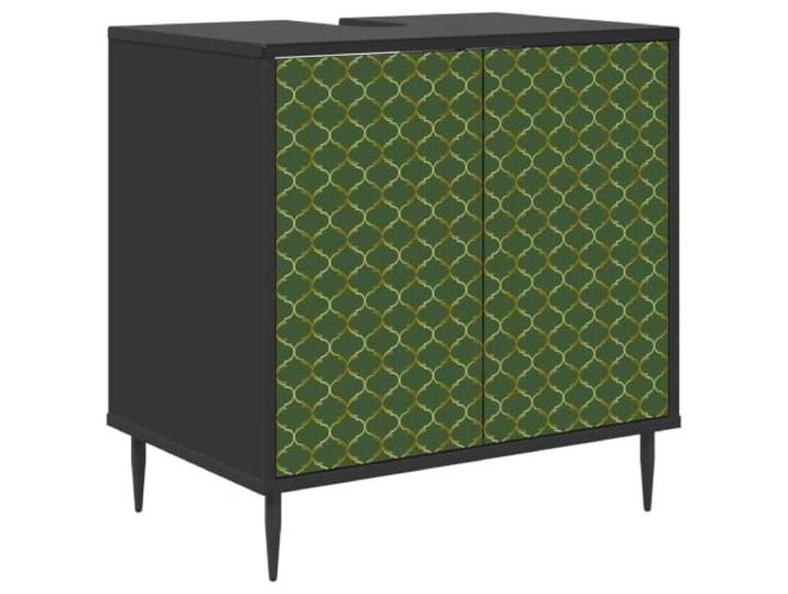 Makastle Badezimmerschrank aus Holzwerkstoff mit 1 Regal, freistehend, dekoratives Muster, erhöhte Füße, 60 x 40 x 61 cm