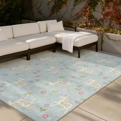 Addison Rugs Machine Washable Indoor/ Outdoor Kids Unicorn Chantille Rug