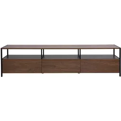 Fernsehmöbel in dunkler Walnuss-Holzoptik und schwarzem Metall L180 cm MAXENCE