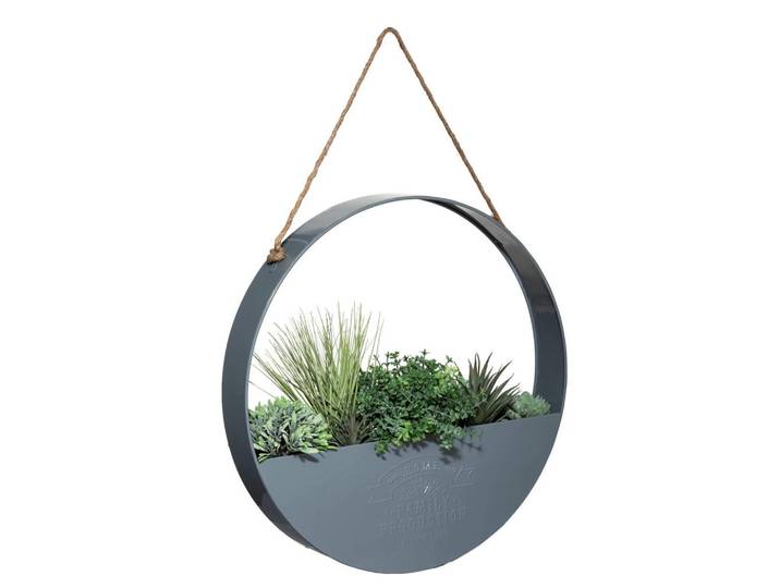 Atmosphera Createur d´interieur Kunstpflanzen Hängedeko mit Metallring 64/6/64 cm, Grau, Rund, 64 cm, Dekoration, Blumen & Blumentöpfe, Kunstpflanzen
