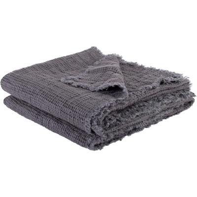 Wohndecke ZOEPPRITZ1828 "Honeybee, 100% Leinen, Premium, weich, hochwertig", grau (charcoal), B:170cm L:230cm, Leinen, Wohndecken, Wohndecke, Leinenplaid im Waffelpique