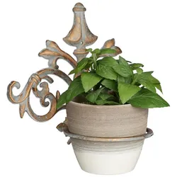 Relaxdays 3 x Wand Blumenhalter Barock Gold,Grau