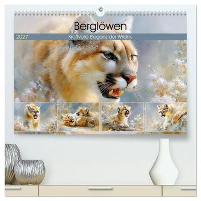 Berglöwen. Kraftvolle Eleganz der Wildnis (hochwertiger Premium Wandkalender 2027 DIN A2 quer), Kunstdruck in Hochglanz