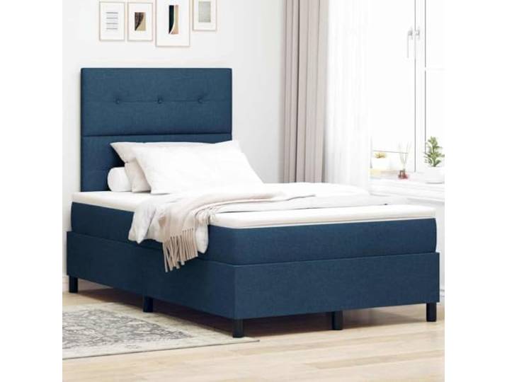 Taschenfederkern Matratze Modernes Design mit LED Beleuchtung Boxspringbett Boxspringbett mit Matratze mit LED Blau 120 x 200 cm Stoff Polsterbett mit verstellbarem Kopfteil und Taschenfederkern