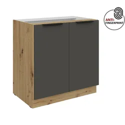 Küchen Unterschrank 80 Küche ARIA Graphite matt Anti Fingerprint Küchenzeile